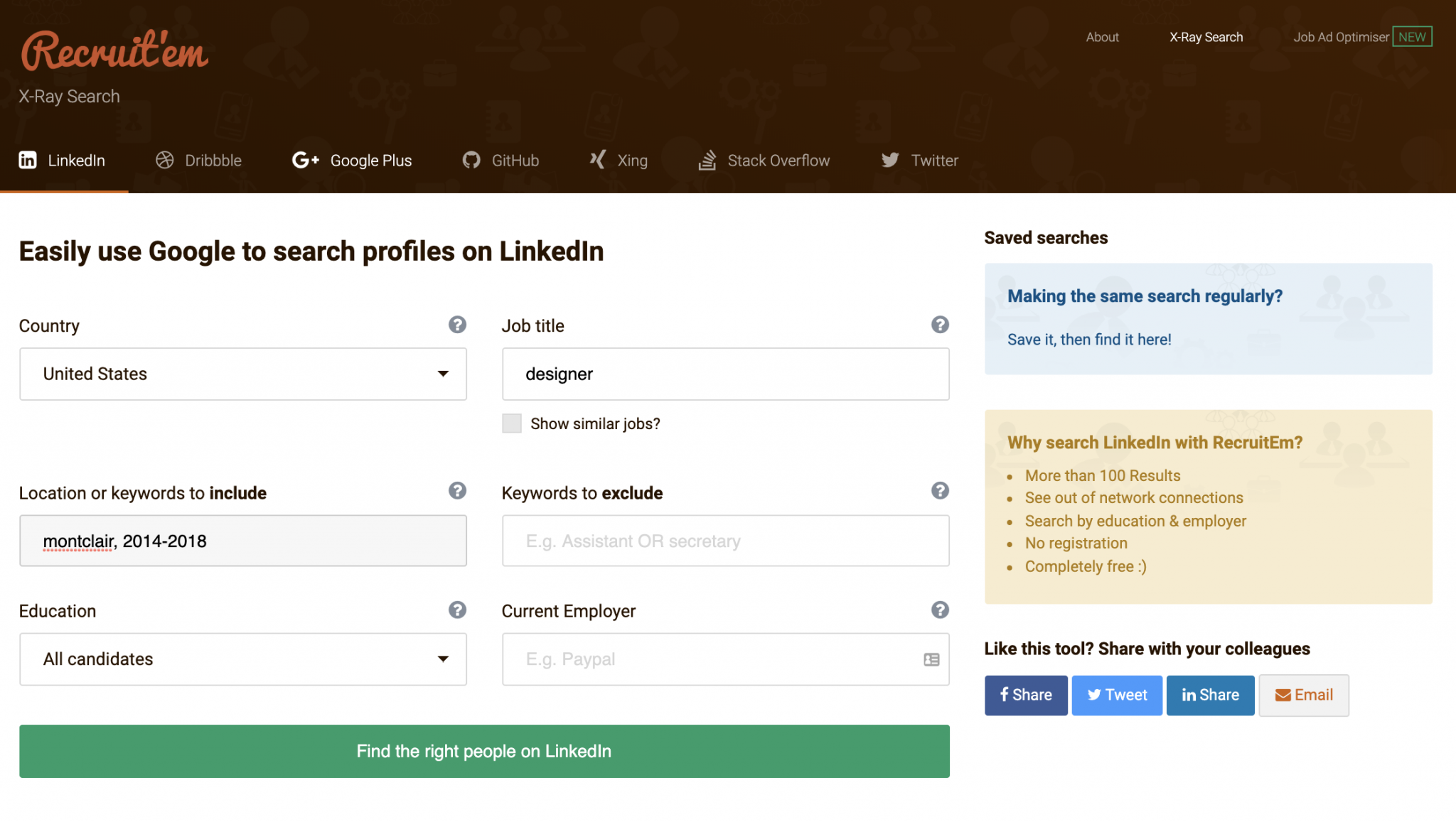 Search connect. Recruitin.net. LINKEDIN save feature.